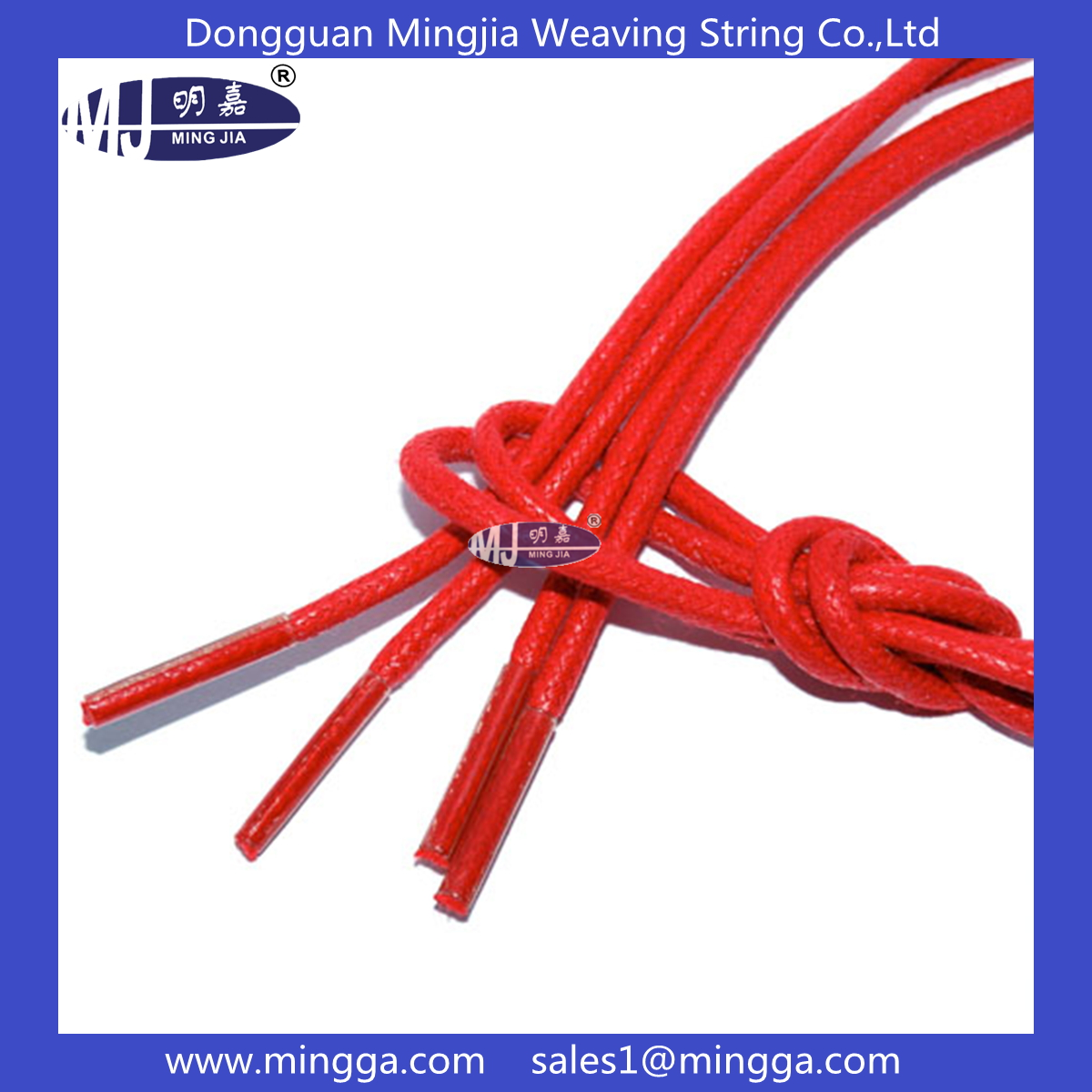 MJ-S055 3mm red waxed shoelace